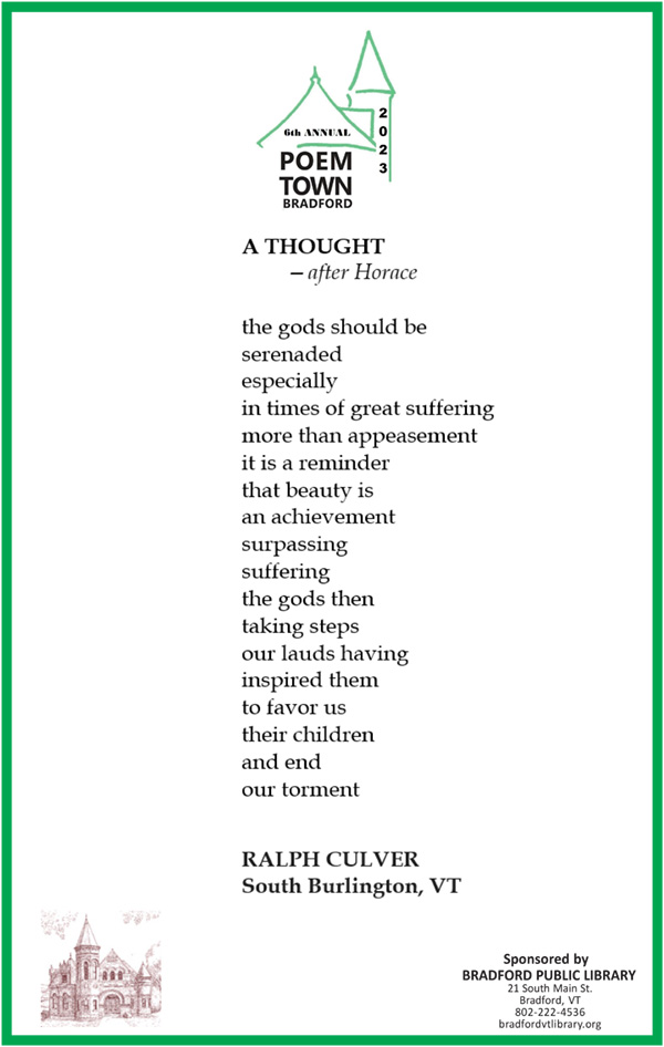 Poem Town 2023 - Bradford Public Library, Vermont