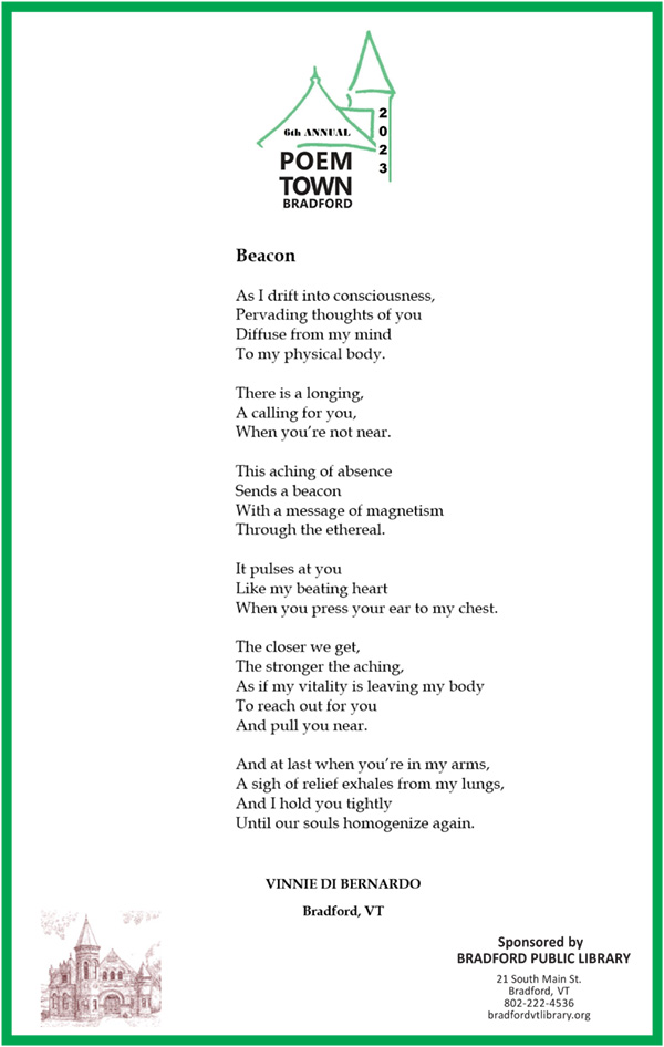 Poem Town 2023 - Bradford Public Library, Vermont