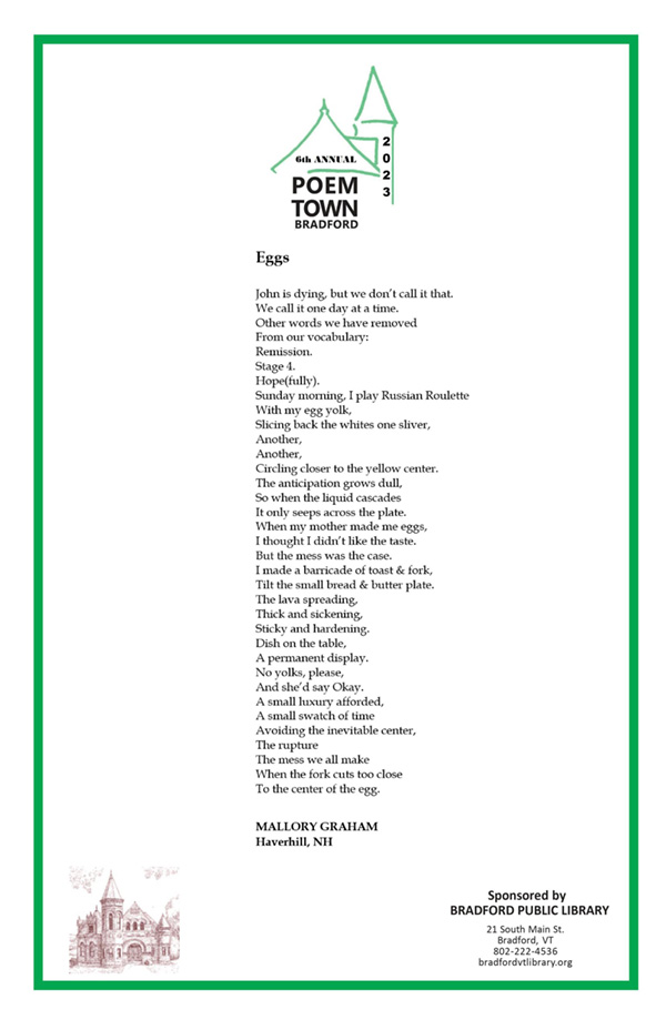 Poem Town 2023 - Bradford Public Library, Vermont