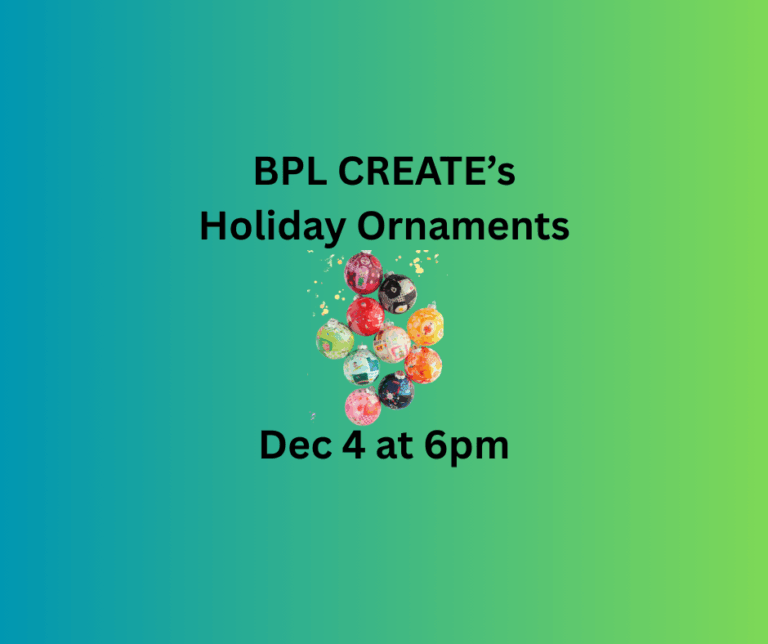 BPL Create’s November 6 at 6pm